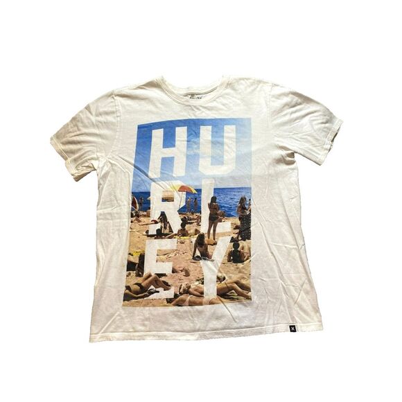 Hurley Shirt Adult Medium White Summer Beach Vacation Tanning Ocean‎ Surf Mens - Picture 1 of 11